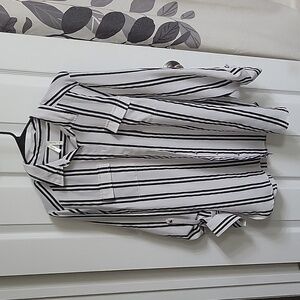 White and Black Striped Blouse